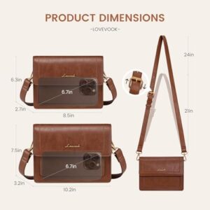 LOVEVOOK Crossbody Bags for Women,Vintage Leather Cross Body Purse,Trendy Designer Shoulder Handbags with Adjustable Strap - Image 3