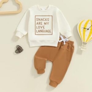 Baby Boy Fall Clothes Set Long Sleeve Letter Print Sweatshirt Pants Toddler Infant Outfits 6 12 18 24 Months 2T - Image 2