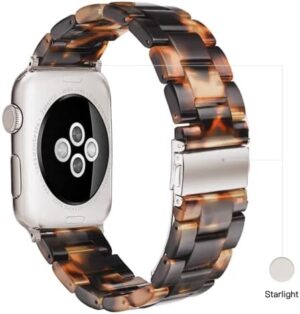 Light Apple Watch Band-Fashion Resin iWatch Bands for Women Men Bracelet Compatible with Stainless Steel Buckle for Apple Watch Series 10 Series SE Series 9 Series 8 Series 7 6 5 4 3 2 1 Ultra 2 1, 38mm/40mm/41mm/42mm(Series 10), 49mm/46mm/45mm/44mm/42mm(Series 3 2 1) - Image 2