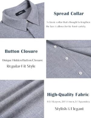 MAPICK Men's Linen Shirts Short Sleeve Button Down Casual Shirt Business Dress Clothing Beach Fashion Summer Tops - Image 5