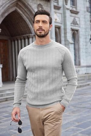 COOFANDY Men Dress Sweater Long Sleeve Crew Neck Sweater Slim Fit Business Casual Pullover Sweater - Image 3