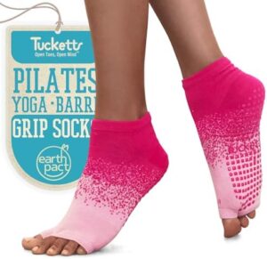 Tucketts Anklet Toeless Pilates Socks with Grips for Women, Non-Slip Ankle Toeless Yoga Socks with Grips for Barre, Size 5-13