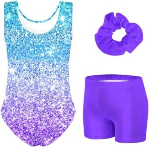 TUONROAD Gymnastics Leotards for Girls Sparkly Ballet Dance Unitards Biketards Tumbling Shorts Activewear for Kids - Image 2