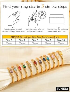 FUNEIA Gold Birthstone Rings for Women Non Tarnish Trendy Stackable Gold Rings that Don't Tarnish Dainty Emerald Green Gemstone Cubic Zirconia Wedding Engagement Ring for her Birthday Gifts Jewelry - Image 5