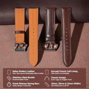 20 mm watch band leather 18mm 22mm watch band quick release watch strap mems brown black leather watch band replacement Compatible with invicta/timex weekender/tag heuer/blancpain swatch/orient kamasu - Image 3