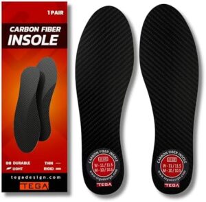 TEGA Carbon Fiber Insole (1 Pair) - for Turf Toe, Foot Fractures, Hallux Rigidus and Limitus - Rigid Shoe Insert for Sports, Hiking, Trekking, Basketball, Running - Alternative to Post Op Shoe