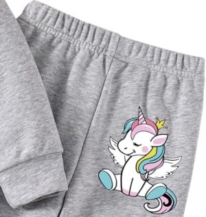 Toddler Girl Clothes-Unicorn Graphic Print Round Neck Sweatshirt & Flare Pants-Little Girls Outfit Size(3~7 years) - Image 3