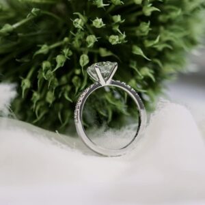 Blocaci Engagement Ring 2-1/4 CT Moissanite Round Cut Pave Engagement Rings for Women 10k 14k 18k White Gold - Image 3