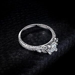 JewelryPalace Vintage Celtic Knot Princess Cut 1.2ct Cubic Zirconia Solitaire Engagement Rings for Women - Image 4