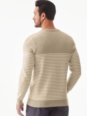 Mens Sweater Casual Slim Fit Crew Neck Striped Knitted Pollover Long Sleeve Sweaters Tops - Image 3