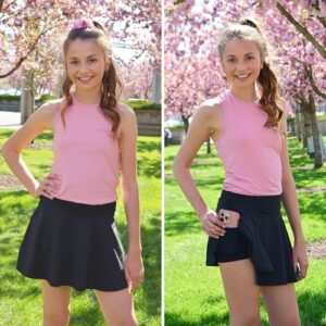 Zaclotre Skorts Skirts for Girls Elastic High Waisted Tennis Skirt with 2 Pockets Athletic Golf Workout Sports Shorts - Image 6