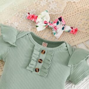 Baby Girl Clothes Newborn Infant Outfit Ruffle Romper and Short Pants Clothing Sets for Summer Spring - Image 4