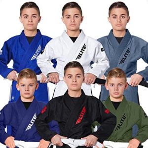 Elite Sports IBJJF Ultra Light BJJ Brazilian Jiu Jitsu Gi for Kids with Preshrunk Fabric and Free Belt