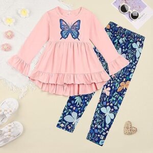 Toddler Kid Girl Clothes Ruffle Sleeve High Low Top Floral Allover Pants Fall Winter Outfit Set - Image 7