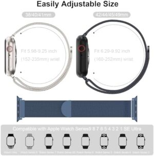 Metal Magnetic Apple Watch Band Compatible with 38mm 40mm 41mm 42mm 44mm 45mm 46mm 49mm, Stainless Steel Mesh Loop Strap iWatch Bands for Series 10/9/8/SE/7/6/5/4/3/2/1/Ultra Women Men - Image 4