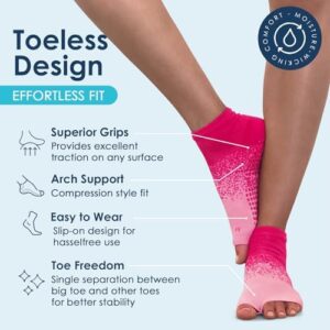 Tucketts Anklet Toeless Pilates Socks with Grips for Women, Non-Slip Ankle Toeless Yoga Socks with Grips for Barre, Size 5-13 - Image 2