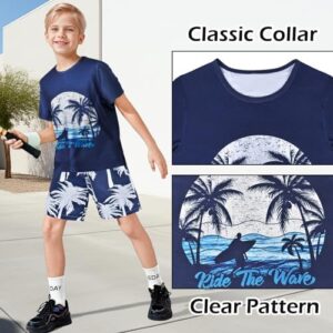 Boys 2 Piece Outfits Hawaiian Shorts Sets Summer Short Clothing Sets T-Shirt and Shorts Set Beach Outfits - Image 3