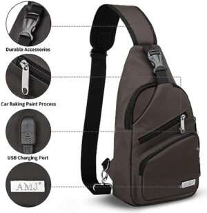 AMJ Crossbody Sling Bag Men Women, Casual Shoulder Backpack, Chest Daypack Satchel for Hiking Travel - Image 3